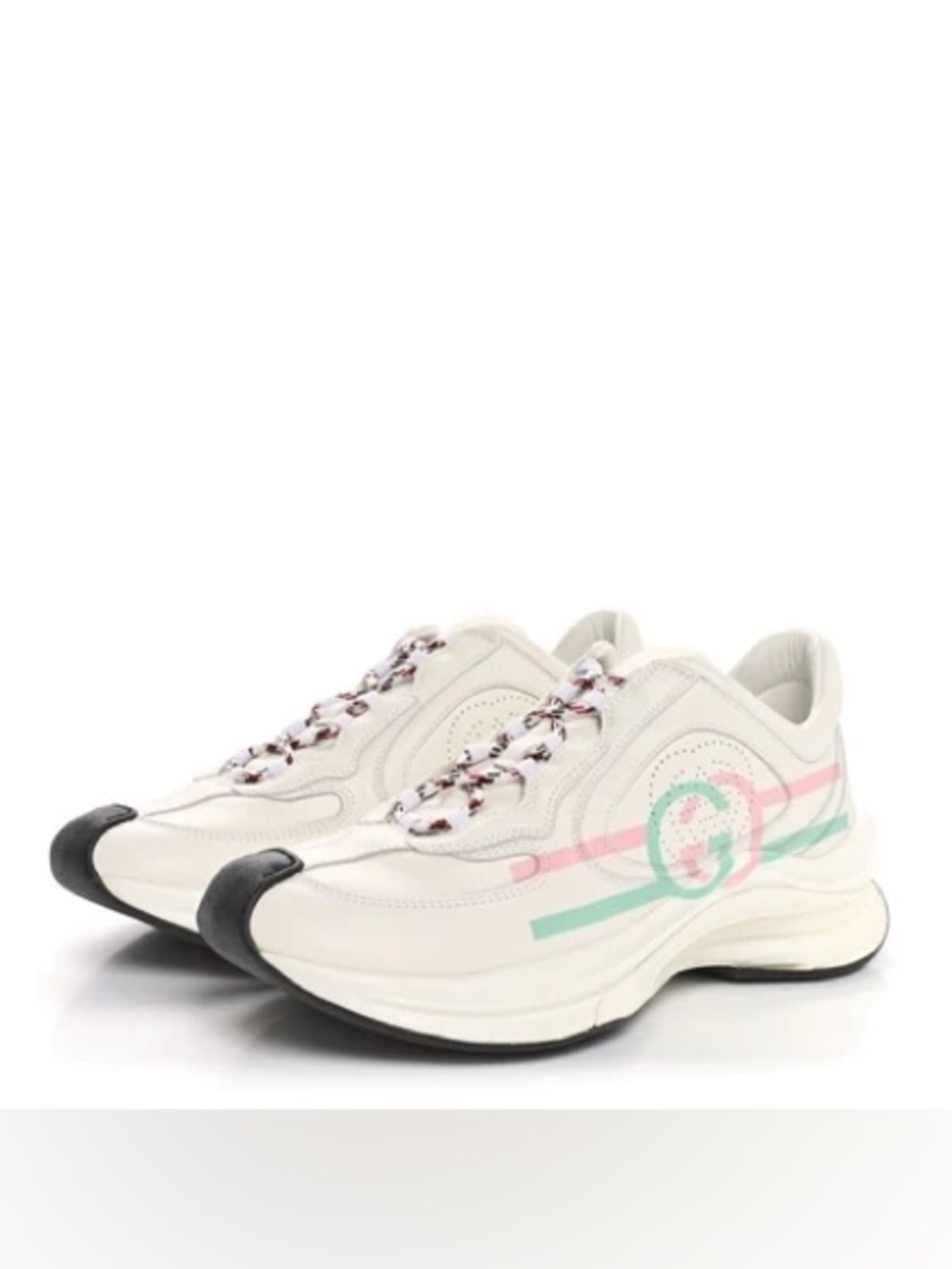 Gucci White Rhython Green Pink Sneakers 40.5